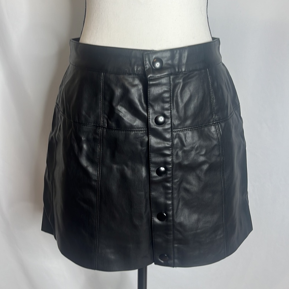 Free People Oh Snap Faux Leather Button Down Skirt - Picture 2 of 7